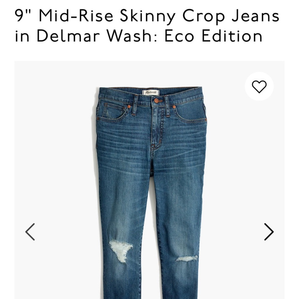 Madewell size 35 crop jean. Minimal distressing.